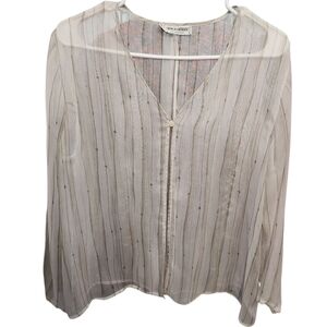 Giorgio Armani Silk Sheer Open Front Duster Top 12 Designer Quiet Luxury Striped